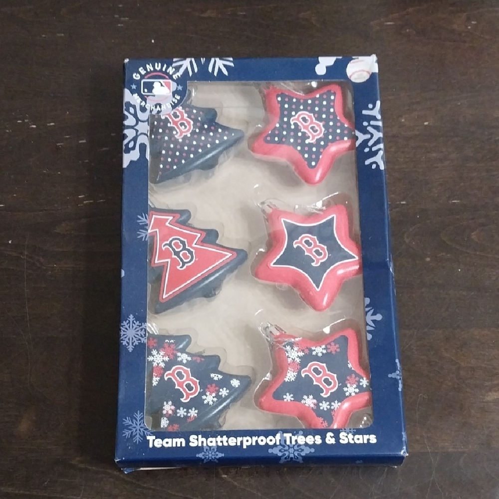 MLB Boston Red Sox Navy & Red Tree and Star Ornament Set